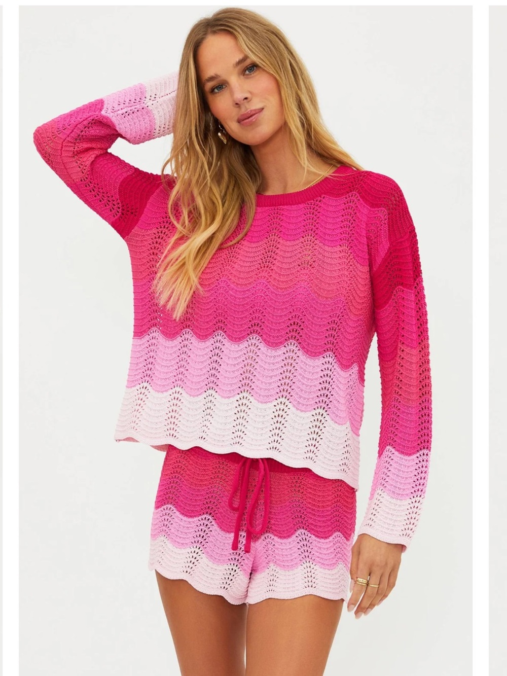 NWT BEACH RIOT Beach Sweater electric pink wave size S
